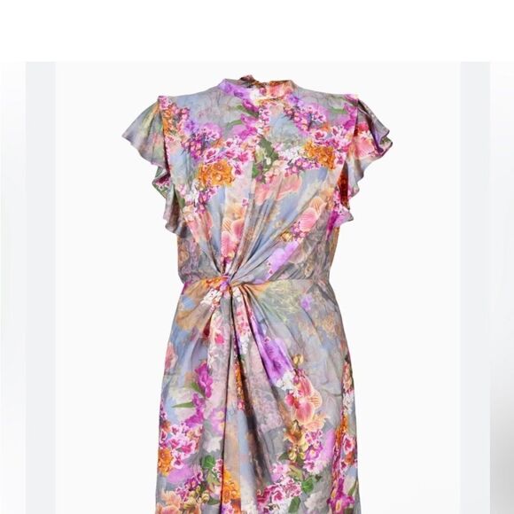 ALL-SAINTS Jemille Lucia Silk Blend Floral Mini Dress 6 NWT $329 - Picture 4 of 9